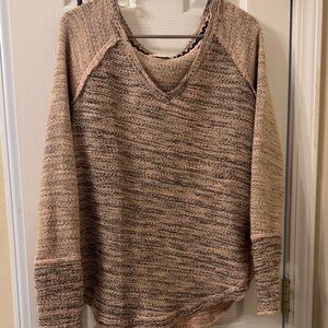 Altar'd State Pink and Black V-Neck Sweater